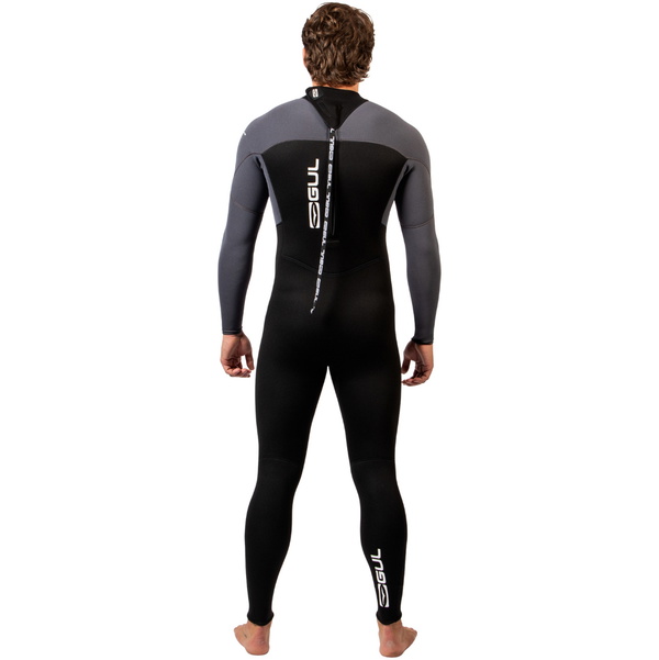 2026 Gul Mens Response Natur 3/2mm Back Zip Wetsuit RE1321-BKGY - Black / Grey